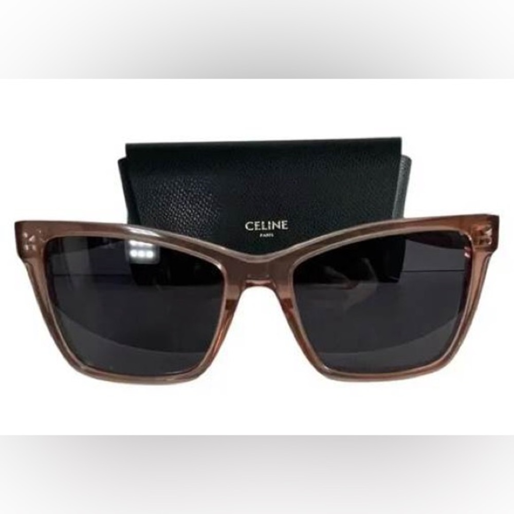 Celine Brown Translucent Cat-Eye Sunglasses with Dark Lenses